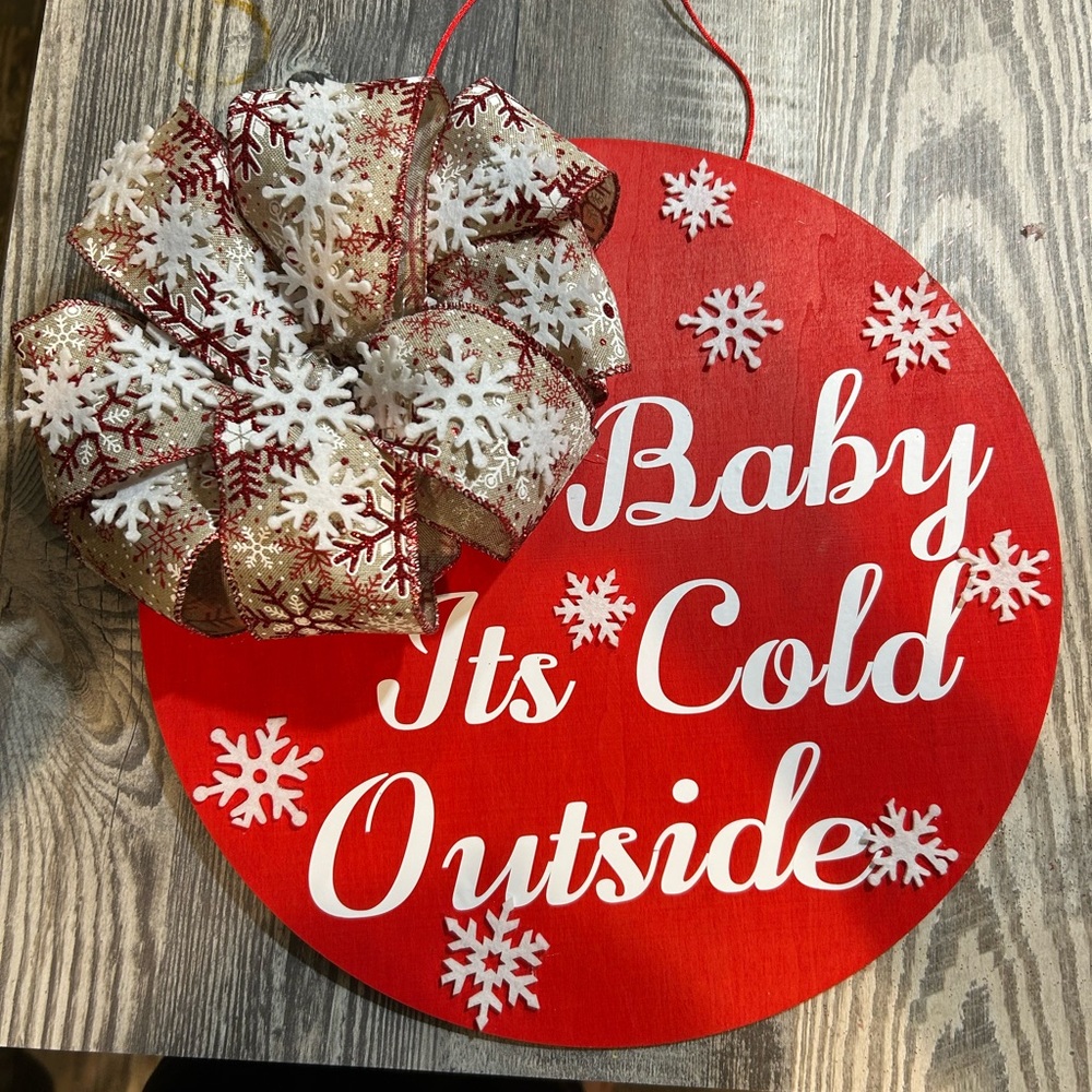 Red Holiday Wall Decor with Snowflakes